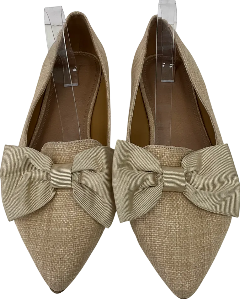 ASOS Beige Wide Fit Woven Pumps With Bow Detailn UK 9 EU 42 