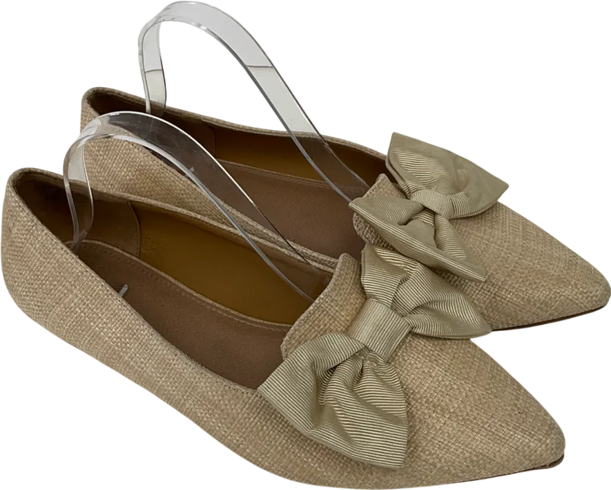 ASOS Beige Wide Fit Woven Pumps With Bow Detailn UK 9 EU 42 
