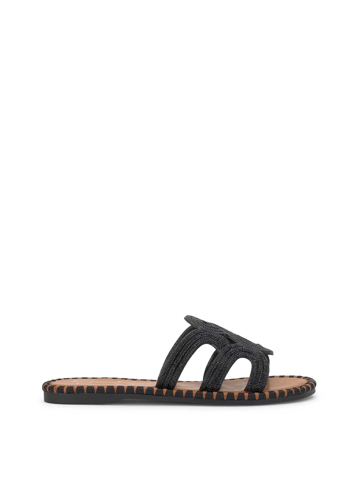 Bria Flat Sandal in Black
