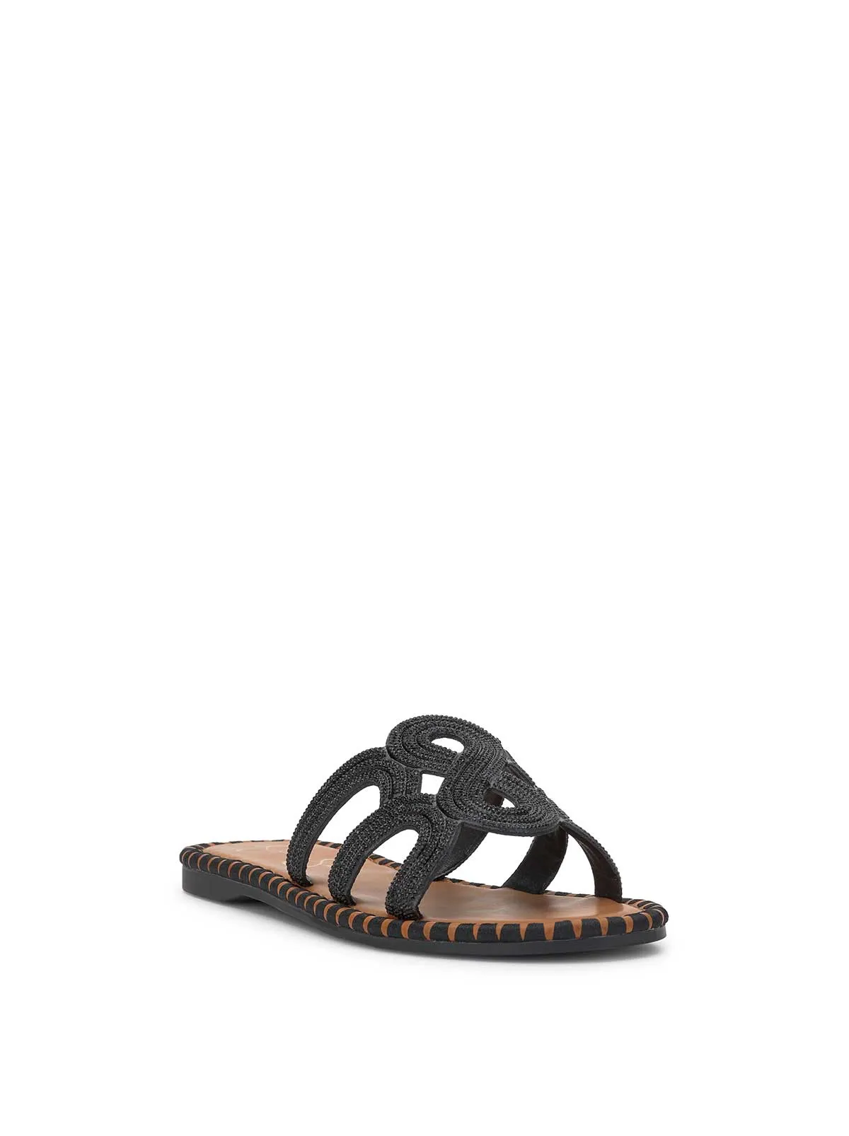 Bria Flat Sandal in Black