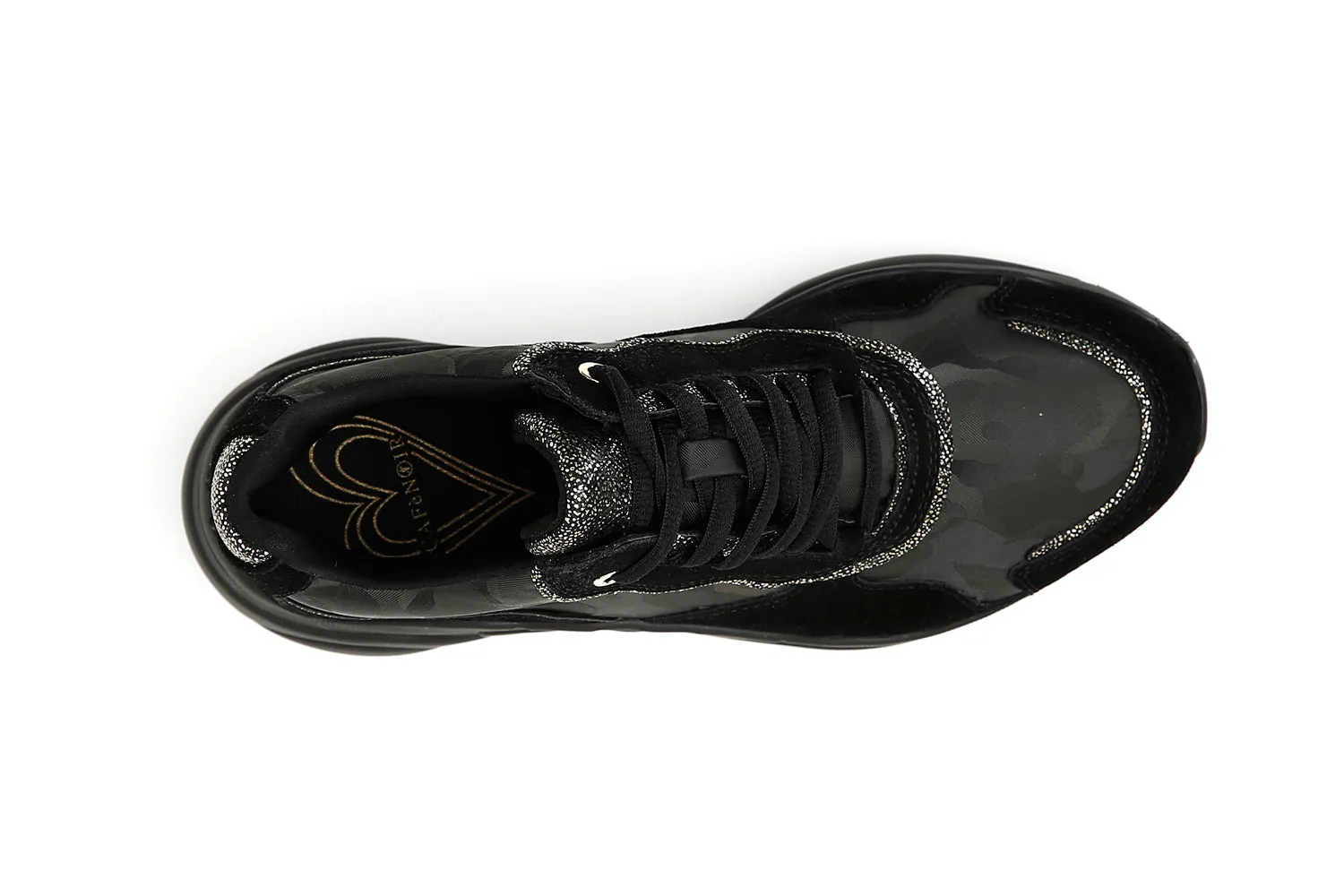 CafèNoir donna sneakers in tessuto camouflage e pelle scamosciata