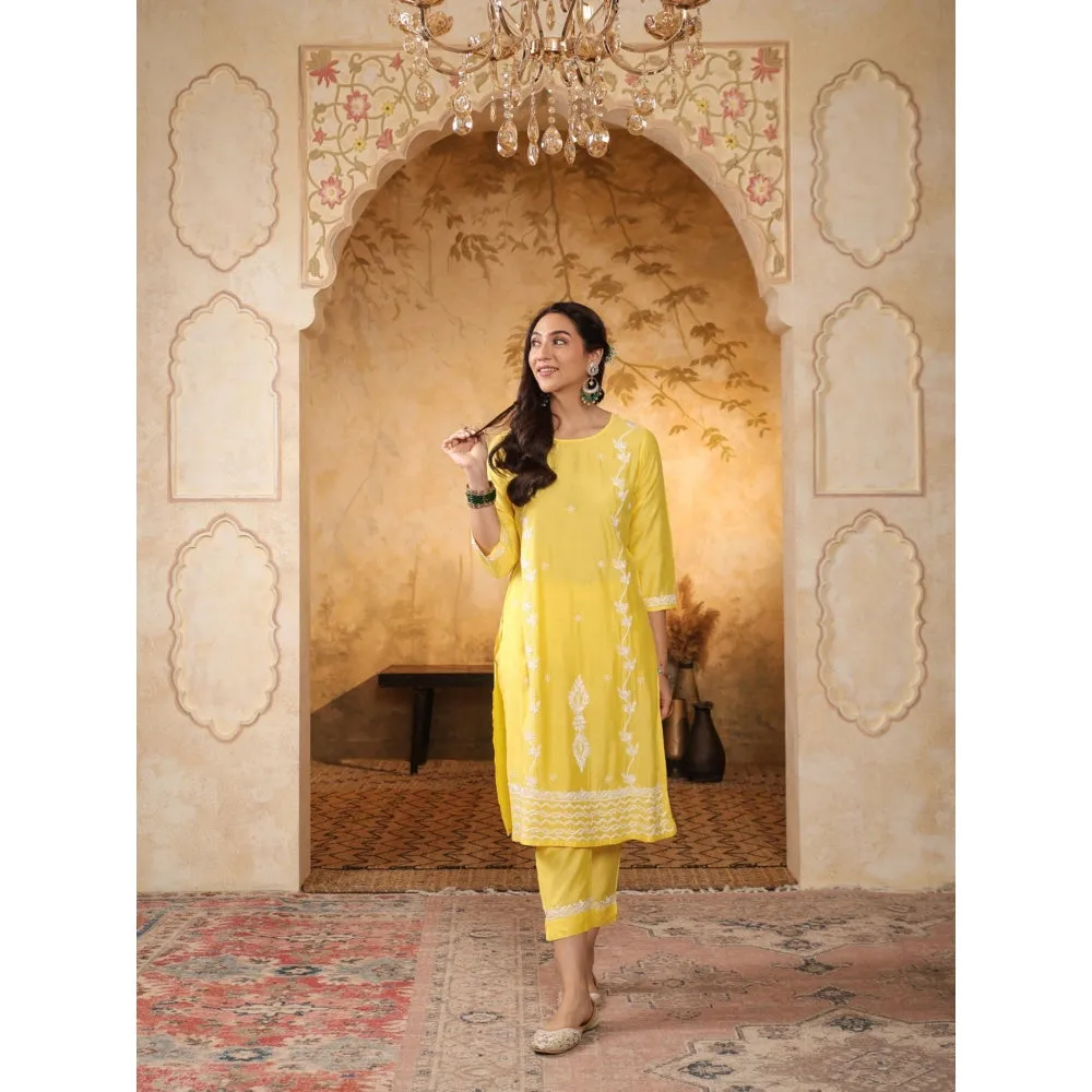 Chikankari Woven Kurta Set