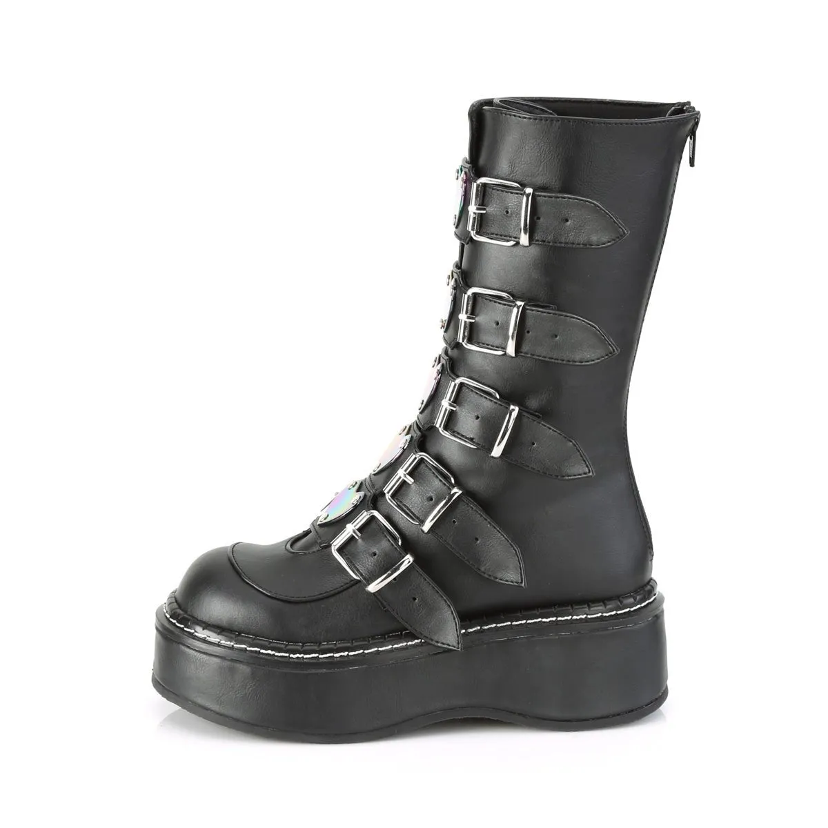 Demonia EMILY-330 | Black Vegan Leather Mid-Calf Boots