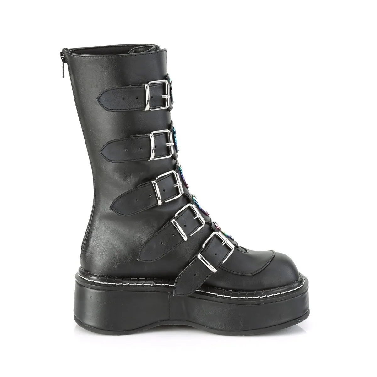 Demonia EMILY-330 | Black Vegan Leather Mid-Calf Boots