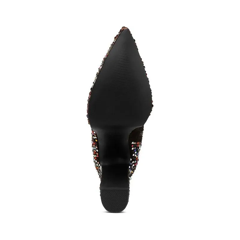 Fancy Mirror Embellished Platform High Heel Boots