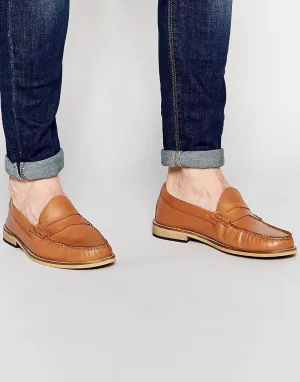 Frank Wright Penny Loafers In Tan