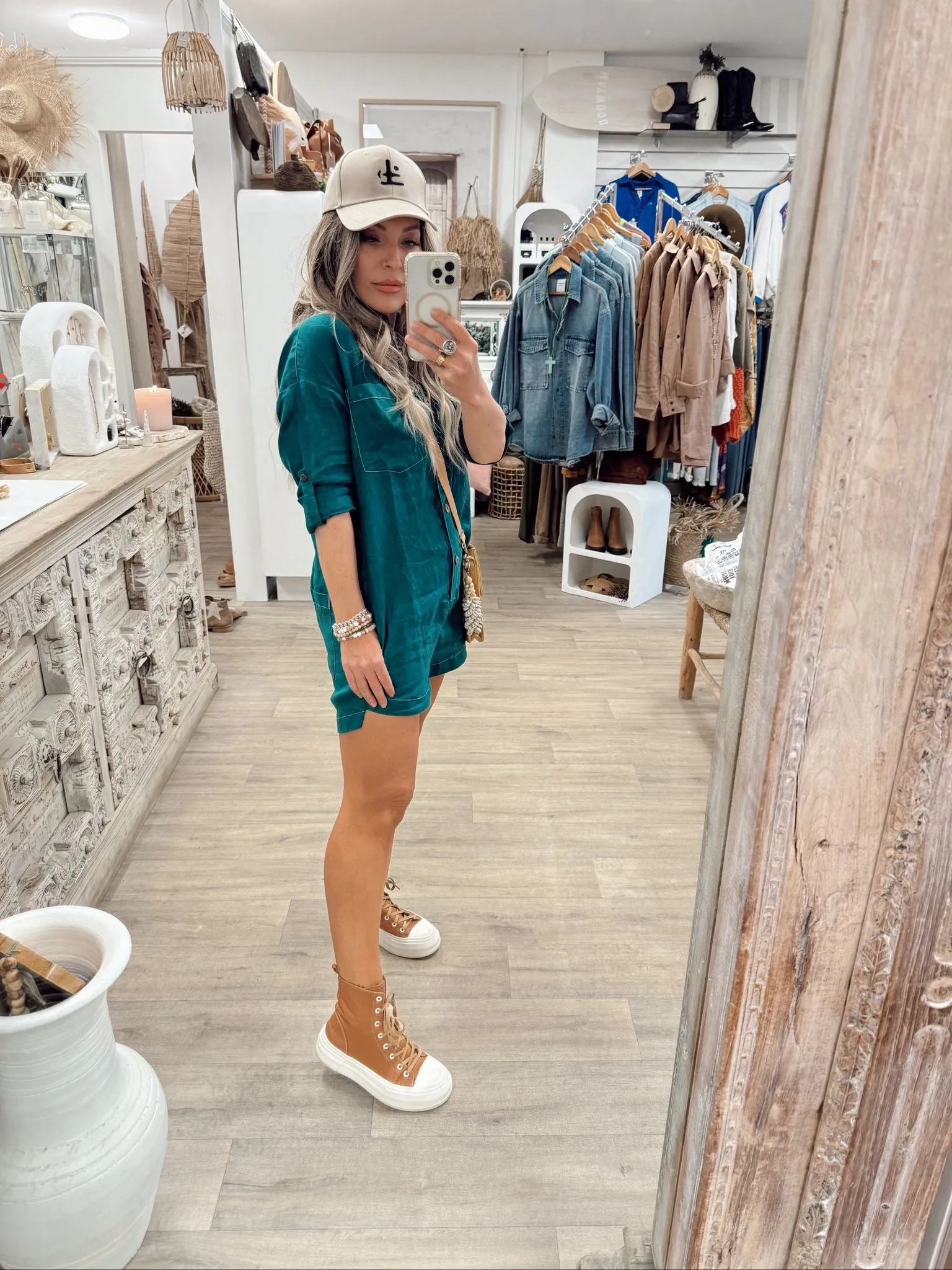 Juju Linen Playsuit - Lagoon