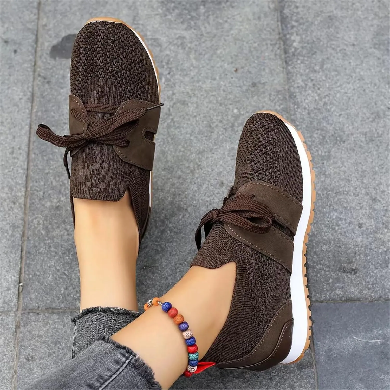 Lausiuoe Slip On Sneakers Women Arch Support Walking Tennis Shoes Memory Foam Casual Sneakers Gym Comfortable Running Shoes
