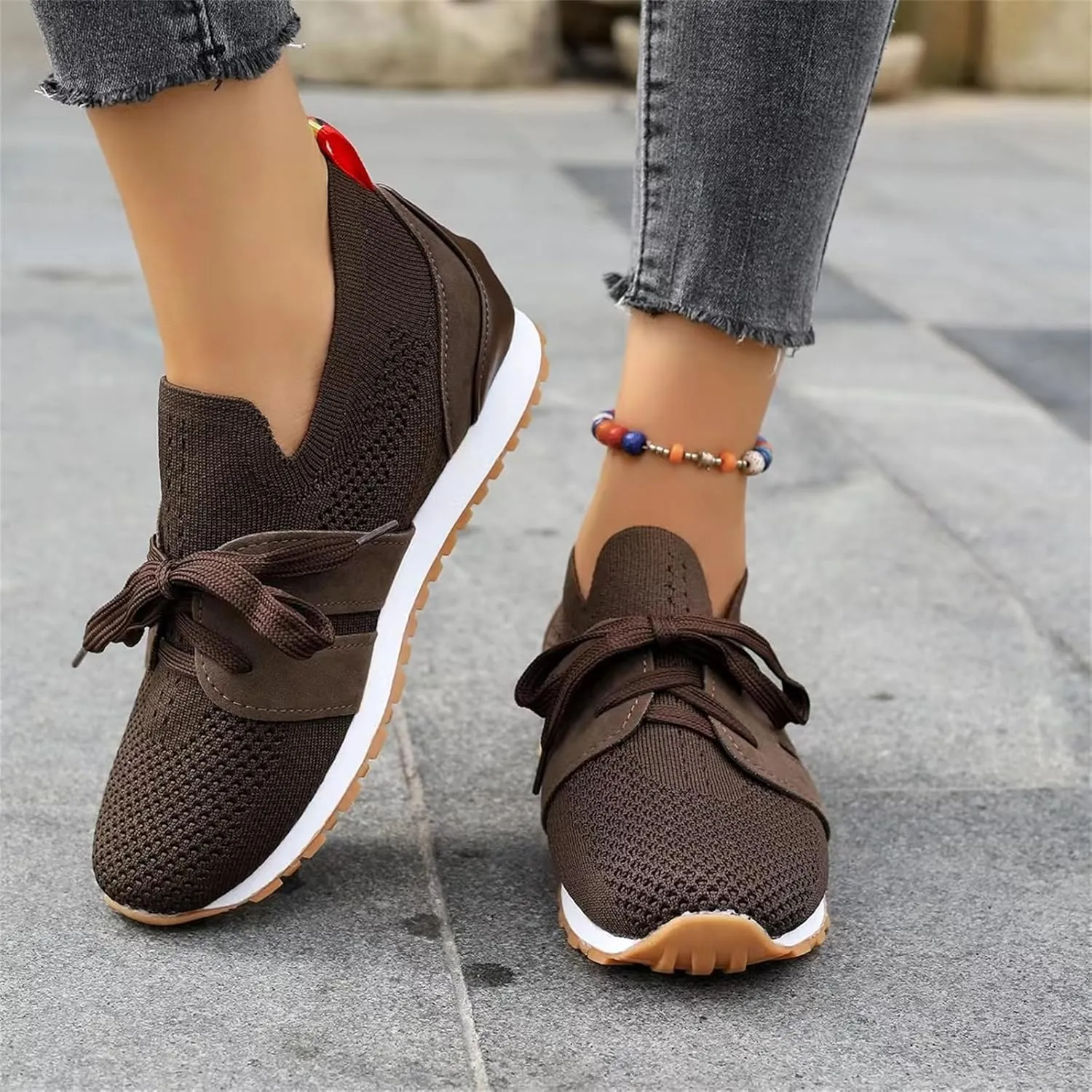 Lausiuoe Slip On Sneakers Women Arch Support Walking Tennis Shoes Memory Foam Casual Sneakers Gym Comfortable Running Shoes