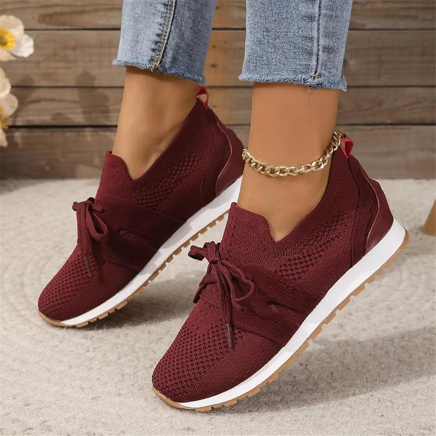 Lausiuoe Slip On Sneakers Women Arch Support Walking Tennis Shoes Memory Foam Casual Sneakers Gym Comfortable Running Shoes