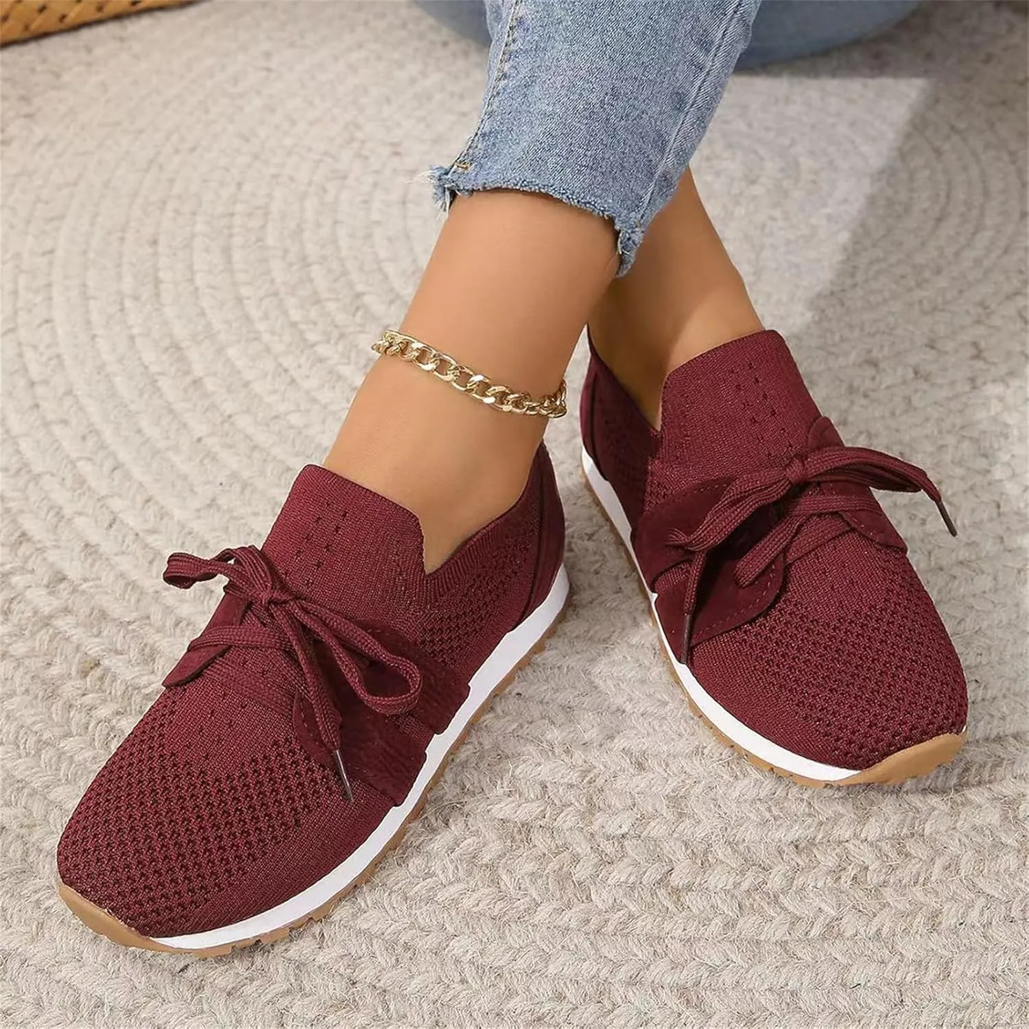 Lausiuoe Slip On Sneakers Women Arch Support Walking Tennis Shoes Memory Foam Casual Sneakers Gym Comfortable Running Shoes