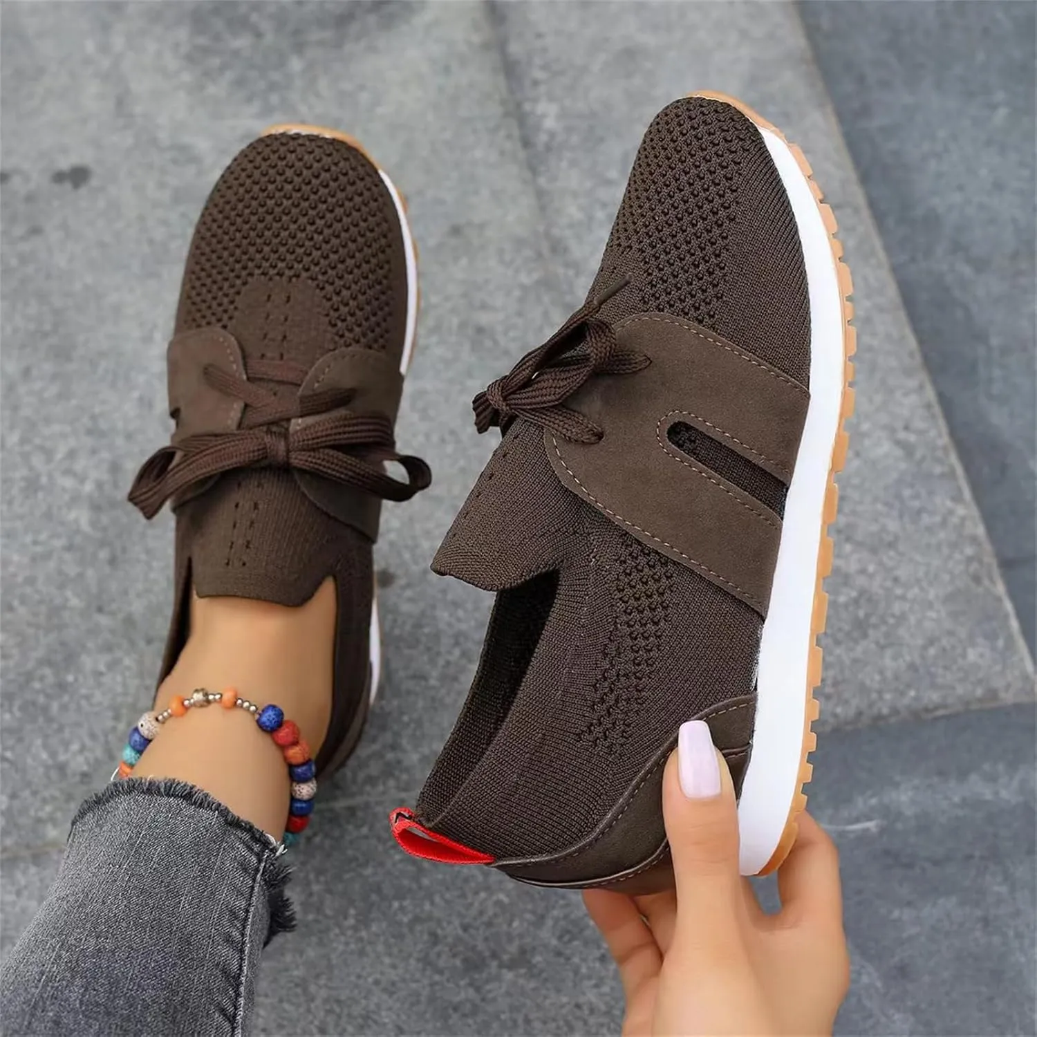 Lausiuoe Slip On Sneakers Women Arch Support Walking Tennis Shoes Memory Foam Casual Sneakers Gym Comfortable Running Shoes