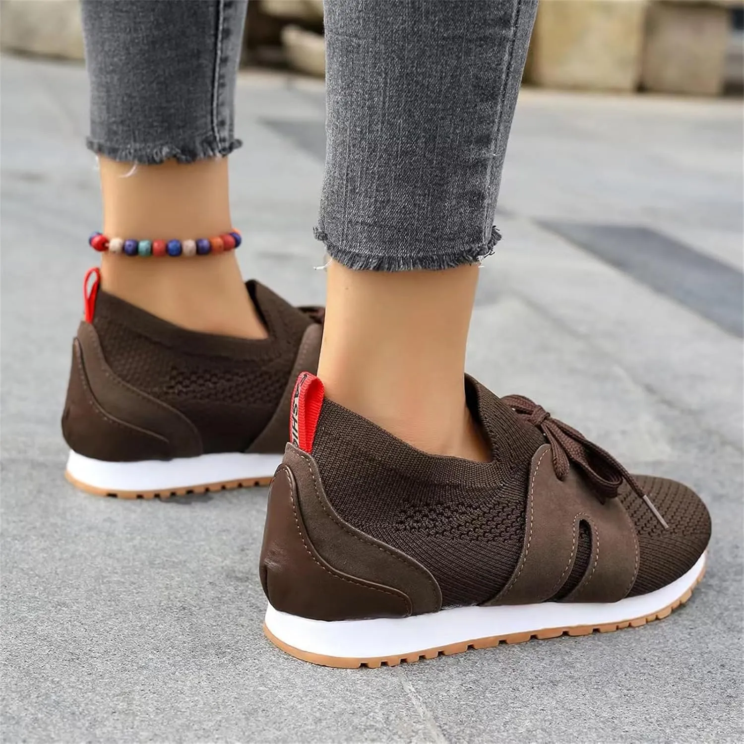 Lausiuoe Slip On Sneakers Women Arch Support Walking Tennis Shoes Memory Foam Casual Sneakers Gym Comfortable Running Shoes