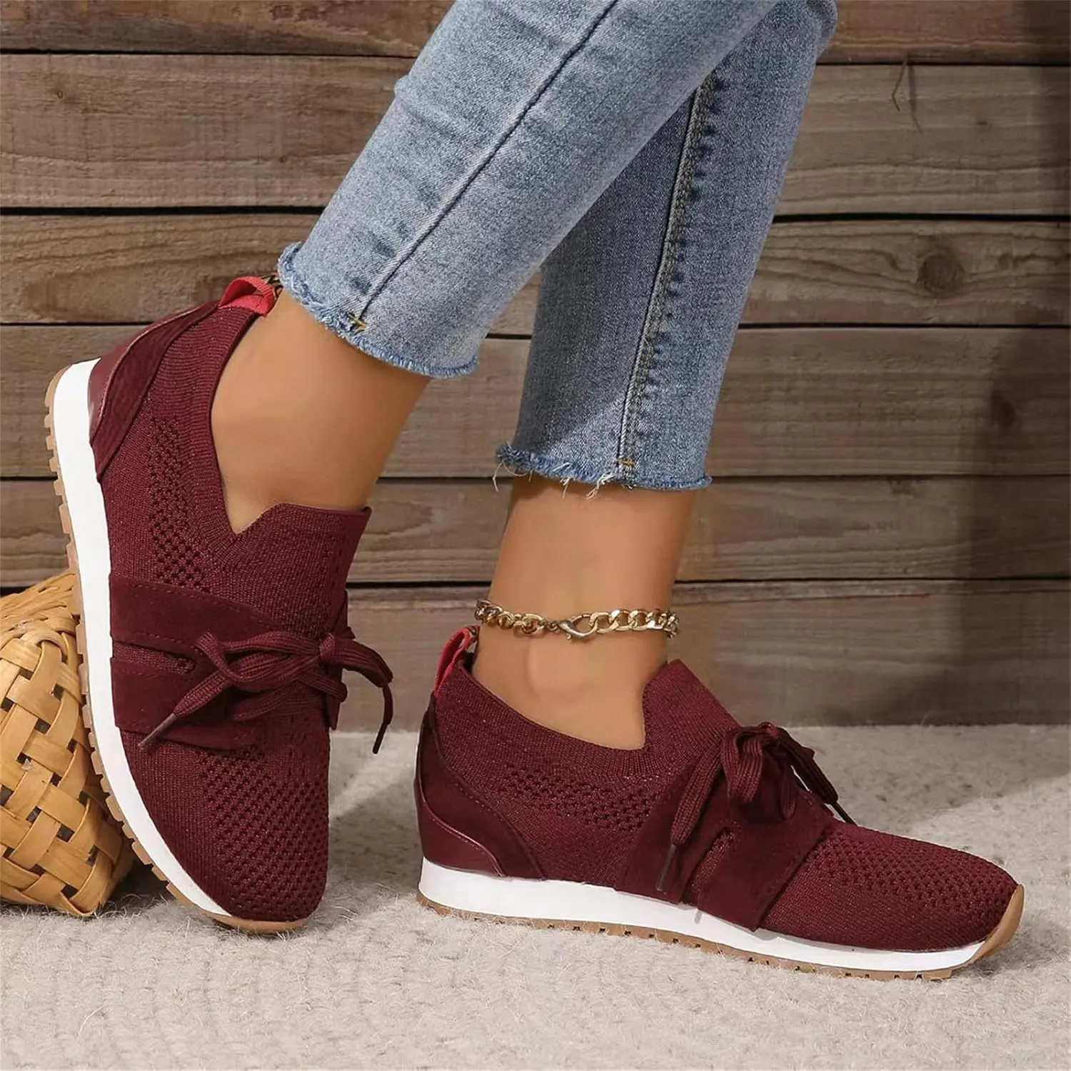 Lausiuoe Slip On Sneakers Women Arch Support Walking Tennis Shoes Memory Foam Casual Sneakers Gym Comfortable Running Shoes