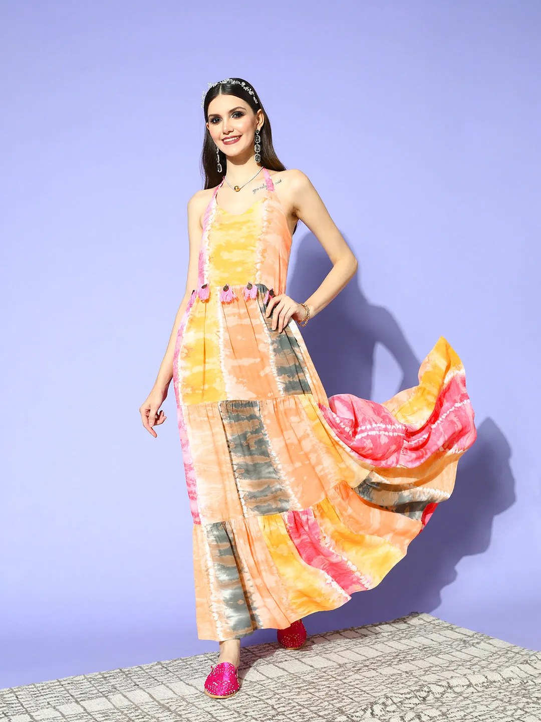 Multicoloured Tiered Dress