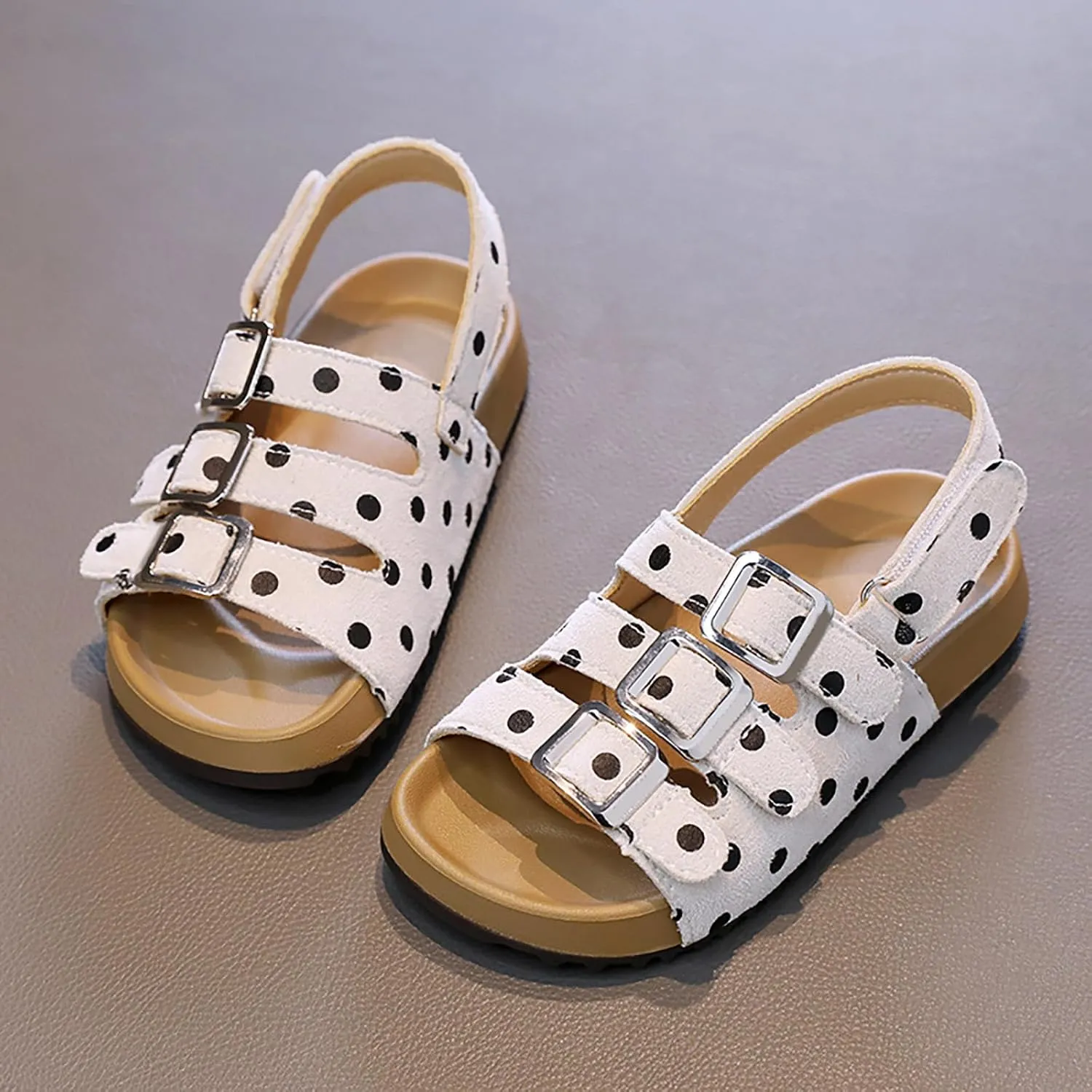 Toddler Sandals Boys Girls Arch Support Slippers Soft Summer Sandals with Adjustable Buckle Open Toe Flats for Little/Big Kid