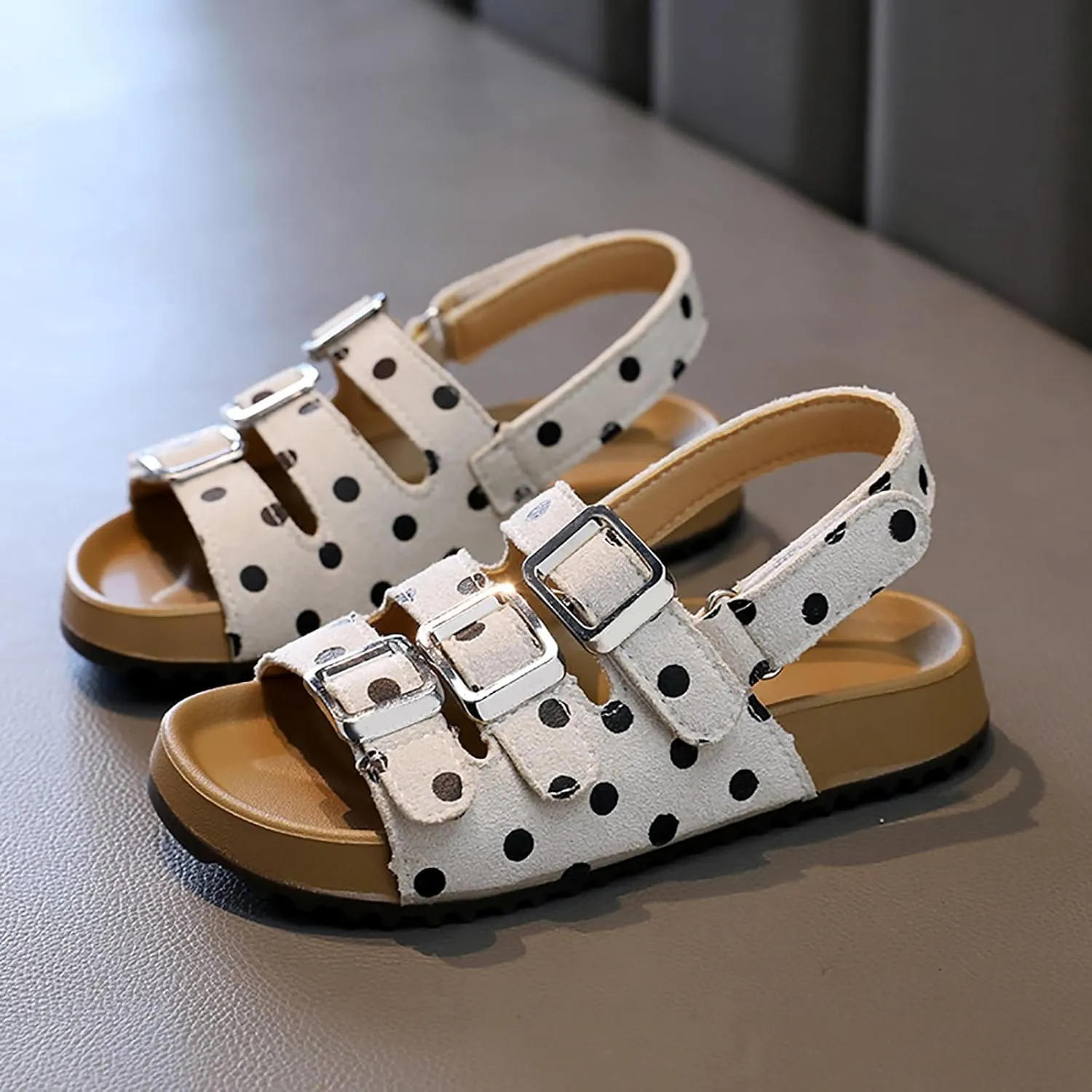 Toddler Sandals Boys Girls Arch Support Slippers Soft Summer Sandals with Adjustable Buckle Open Toe Flats for Little/Big Kid