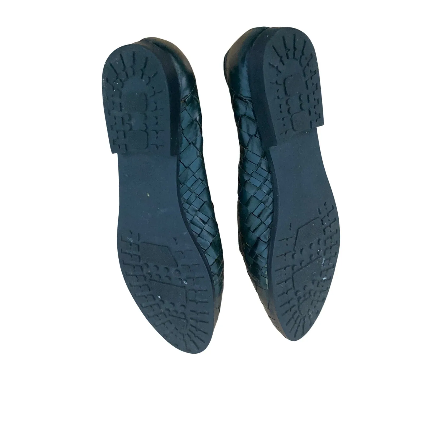 Vintage Ipanema Woven Green Leather Flats Size 7