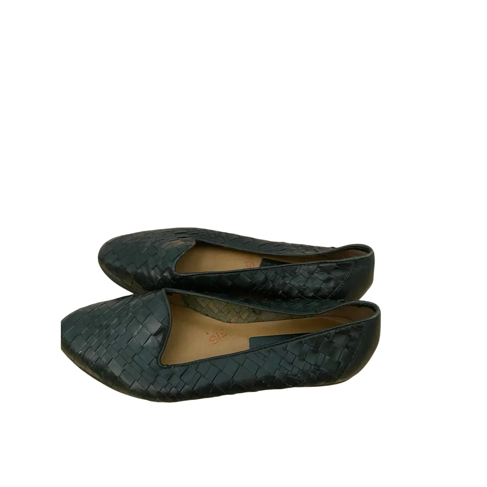 Vintage Ipanema Woven Green Leather Flats Size 7